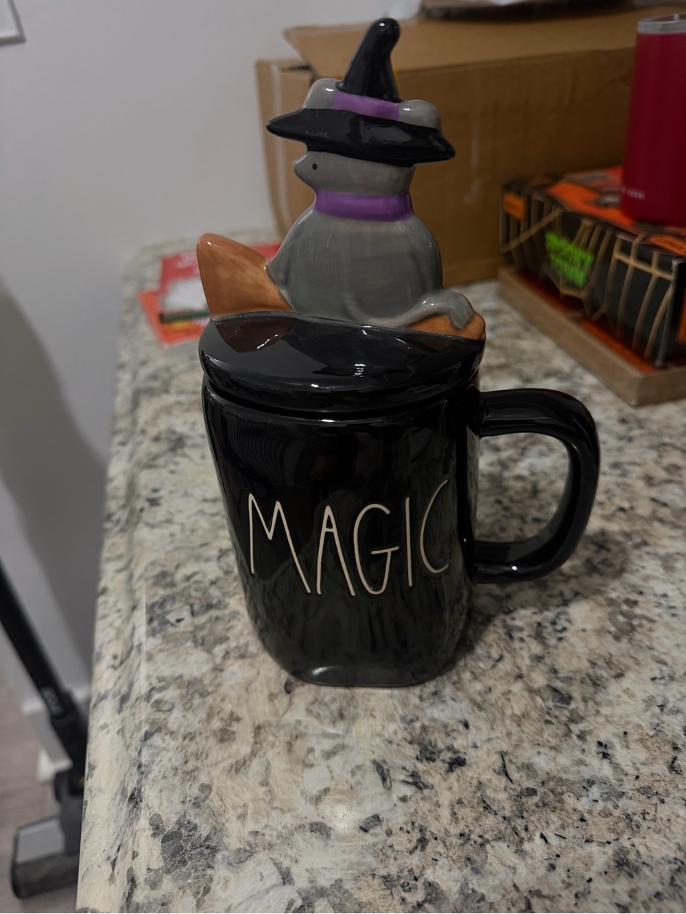 Rae Dunn Magic Witch Ceramic Mug with Lid - Black